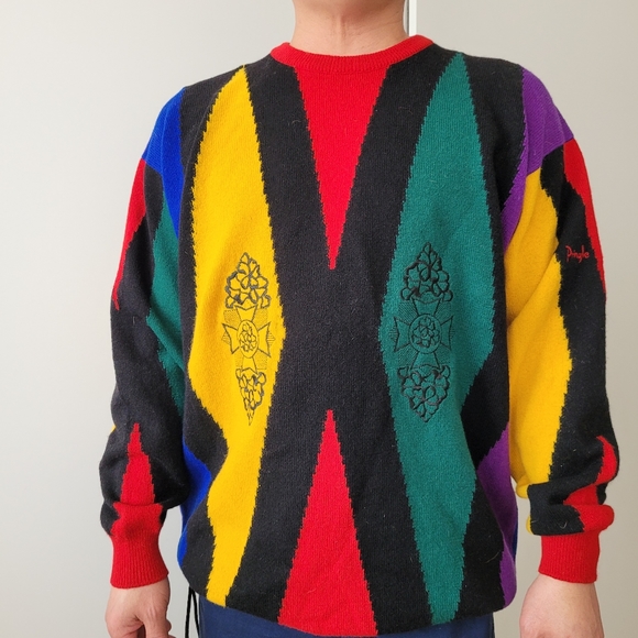 Pringle of Scotland Men's Colourblock Wool Knit Sweater Size Large - Picture 2 of 12